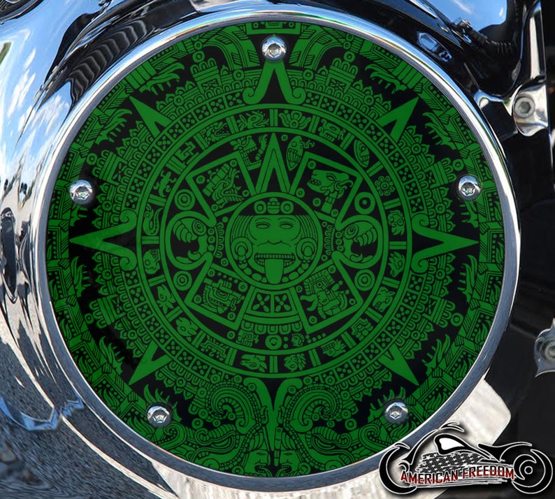 Custom Derby Cover - Aztec Calendar (Green)